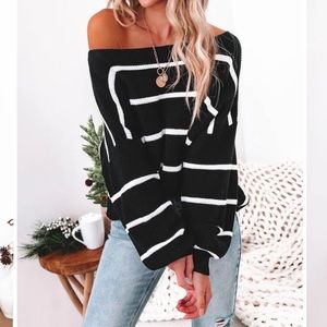 BETH STRIPED KNIT SWEATER-Vici